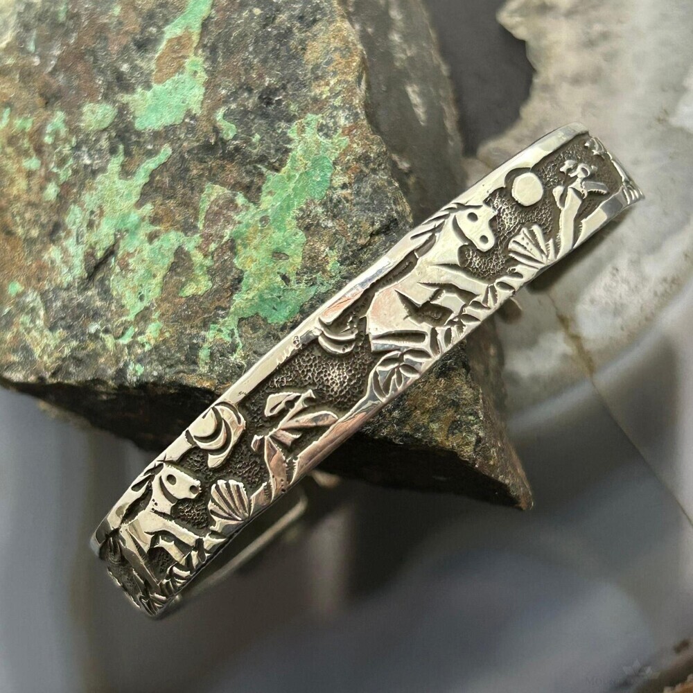 Lloyd Becenti Native American Sterling Horses in The Wild Storyteller Bracelet#1